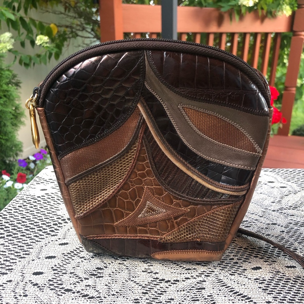 Sharif Brown Patchwork Crossbody Bag
